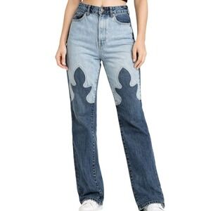 Revise Denim Flame Panel Jeans Womens Size 25 Y2K Star Graphic Made USA